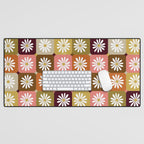 Checkered Daisies - 70s Citrus Desk Mat Gallery Image 1
