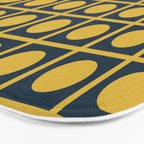 Dot Grid Retro Modern Pop Pattern in Mustard and Navy Blue Bath Mat Gallery Image 3