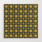 Dot Grid Retro Modern Pop Pattern in Mustard and Navy Blue Wood Wall Art Gallery Image 1