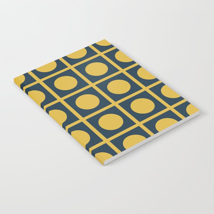 Dot Grid Retro Modern Pop Pattern in Mustard and Navy Blue Notebook Gallery Image 2