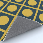 Dot Grid Retro Modern Pop Pattern in Mustard and Navy Blue Rug Gallery Image 4