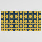 Dot Grid Retro Modern Pop Pattern in Mustard and Navy Blue Desk Mat Gallery Image 3
