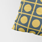 Dot Grid Retro Modern Pop Pattern in Mustard and Navy Blue Pillow Sham Gallery Image 4