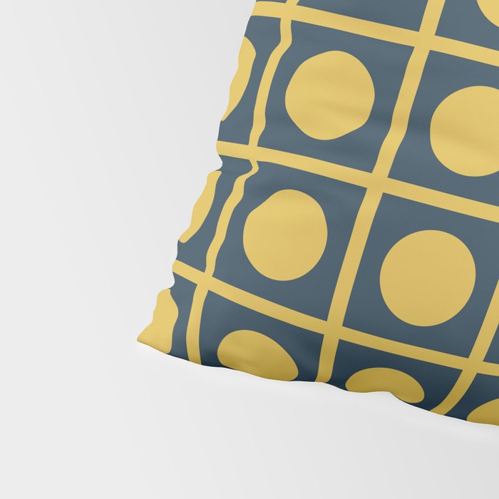 Dot Grid Retro Modern Pop Pattern in Mustard and Navy Blue Pillow Sham Gallery Image 4