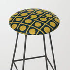 Dot Grid Retro Modern Pop Pattern in Mustard and Navy Blue Stool Gallery Image 2