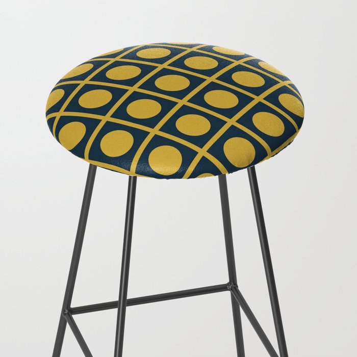 Dot Grid Retro Modern Pop Pattern in Mustard and Navy Blue Stool Gallery Image 2
