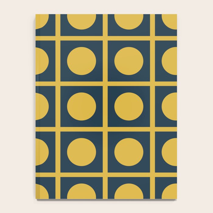 Dot Grid Retro Modern Pop Pattern in Mustard and Navy Blue Notebook Gallery Image 4