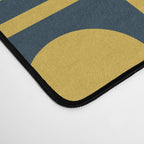 Dot Grid Retro Modern Pop Pattern in Mustard and Navy Blue Desk Mat Gallery Image 4