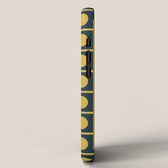 Dot Grid Retro Modern Pop Pattern in Mustard and Navy Blue iPhone Case Gallery Image 2