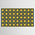 Dot Grid Retro Modern Pop Pattern in Mustard and Navy Blue Tablecloth Gallery Image 2