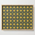 Dot Grid Retro Modern Pop Pattern in Mustard and Navy Blue Serving Tray Gallery Image 1