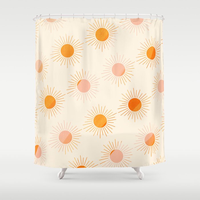 Sherbet Sunnies | Boho Sun Pattern Shower Curtain