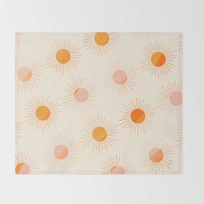 Sherbet Sunnies | Boho Sun Pattern Throw Blanket Gallery Image 2
