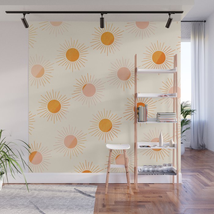 Sherbet Sunnies | Boho Sun Pattern Wall Mural Gallery Image 1