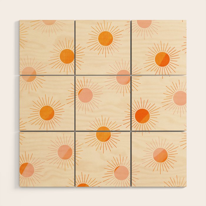 Sherbet Sunnies | Boho Sun Pattern Wood Wall Art Gallery Image 1