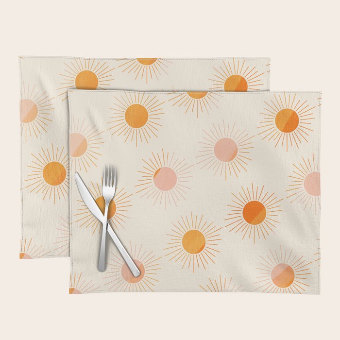 Sherbet Sunnies | Boho Sun Pattern Placemat Gallery Image 1