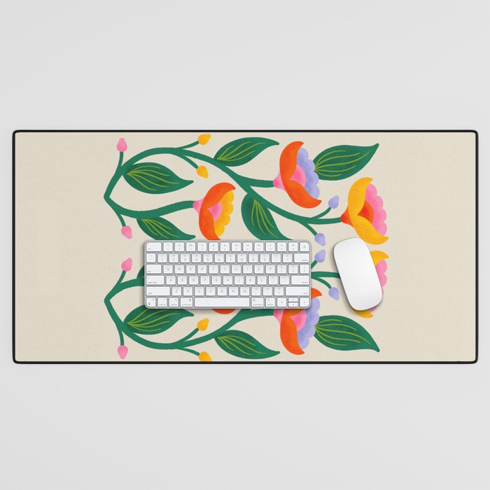 Symmetrical Flowers 2 Desk Mat Gallery Image 1
