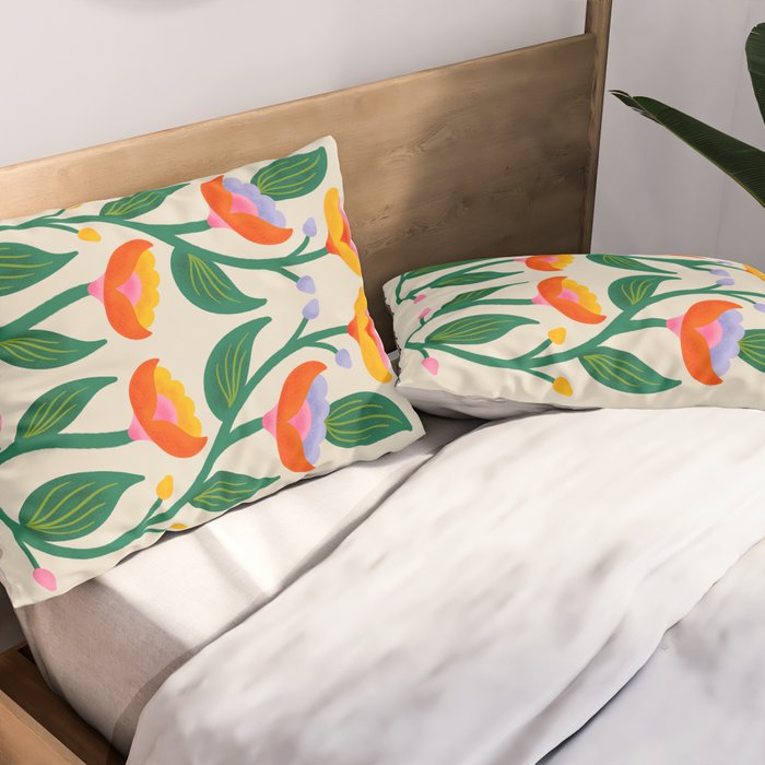 Symmetrical Flowers 2 Pillow Sham Gallery Image 2