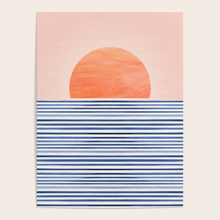 Summer Sunrise Minimal Abstract Landscape Poster Gallery Image 4