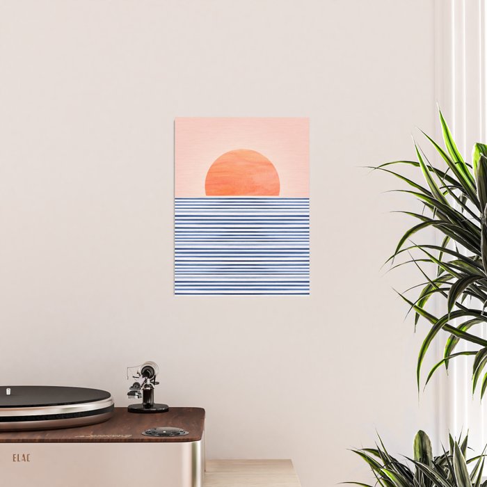 Summer Sunrise Minimal Abstract Landscape Poster Gallery Image 2