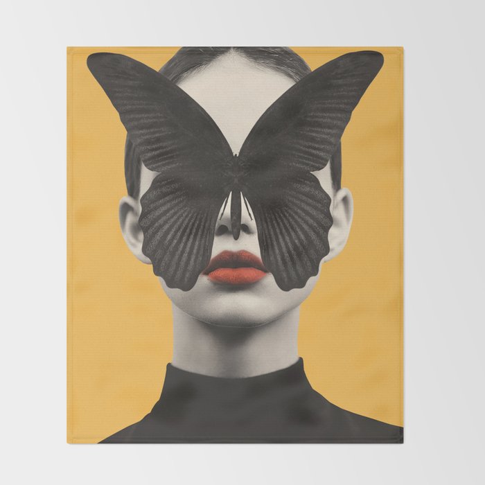 BLACK BUTTERFLY 2 Throw Blanket Gallery Image 2