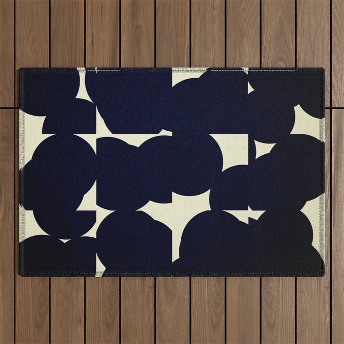Abstract Black shape Outdoor Rug Gallery Image 1