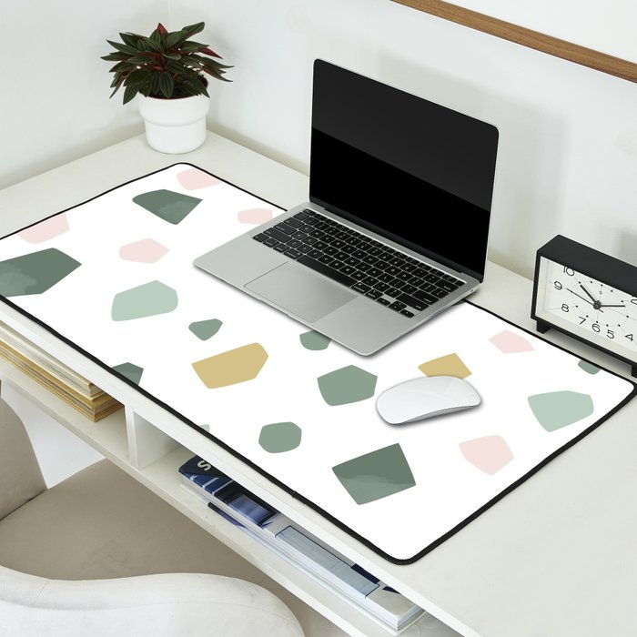 terrazzo stracciatella marble texture decorative pattern Desk Mat Gallery Image 2