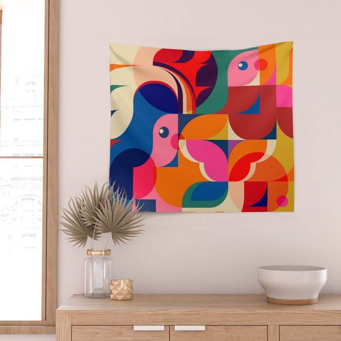 Happy Colorful Girls  Wall Tapestry Gallery Image 2