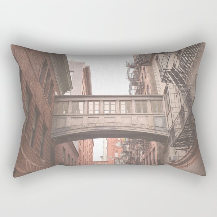 New York City Photography Staple Street Sky Bridge Rectangular Pillow Gallery Image 1