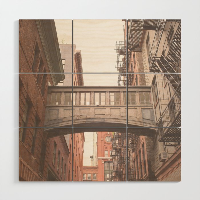 New York City Photography Staple Street Sky Bridge Wood Wall Art Gallery Image 1