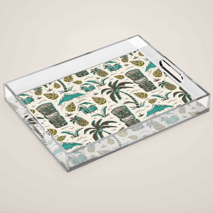 Tiki Party - Ivory Aqua Acrylic Tray Gallery Image 1