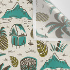 Tiki Party - Ivory Aqua Wall Tapestry Gallery Image 3