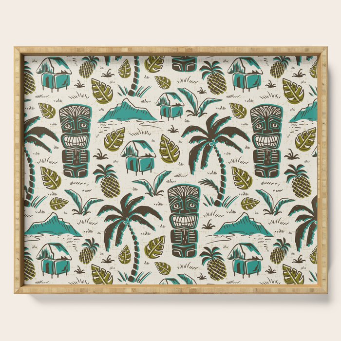 Tiki Party - Ivory Aqua Serving Tray Gallery Image 1