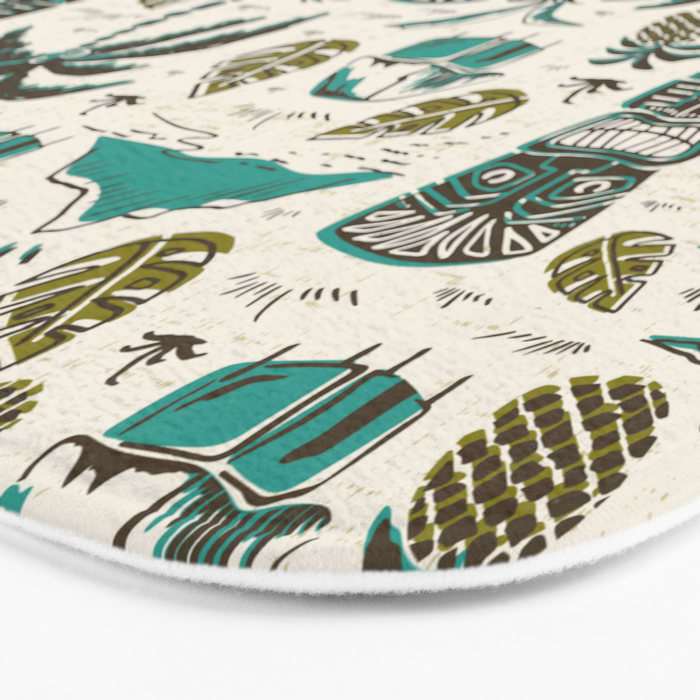 Tiki Party - Ivory Aqua Bath Mat Gallery Image 3