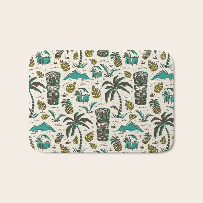 Tiki Party - Ivory Aqua Bath Mat Gallery Image 1