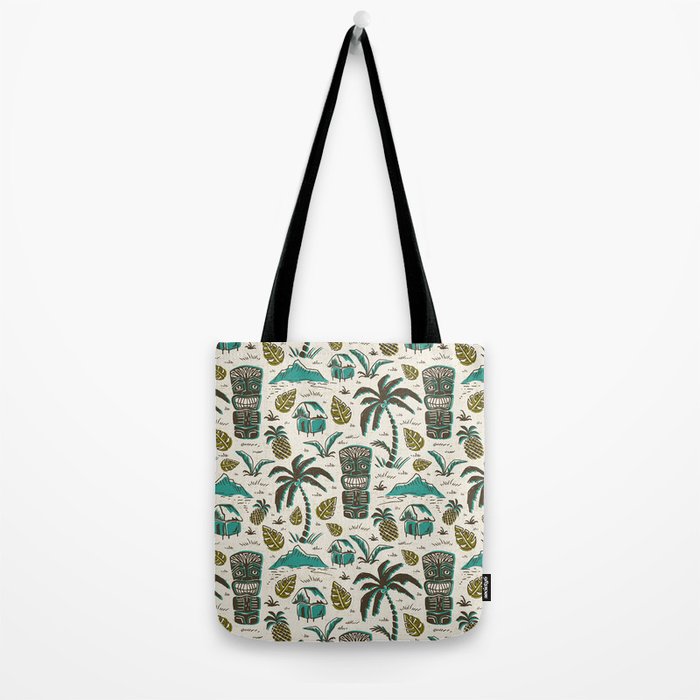 Tiki Party - Ivory Aqua Tote Bag Gallery Image 2