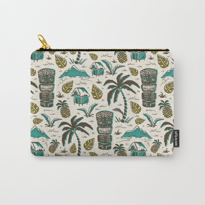 Tiki Party - Ivory Aqua Carry All Pouch Gallery Image 1