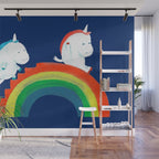 Unicorn on rainbow slide Wall Mural Gallery Image 1