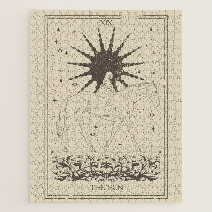 The Sun Card, Sun girl and horse print, Major Arcana, Divination, Magic girl Jigsaw Puzzle Gallery Image 1