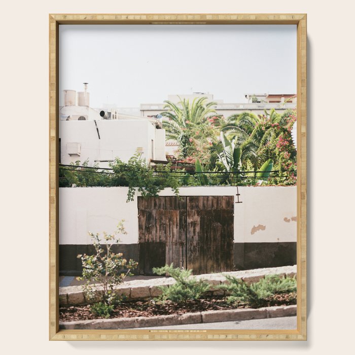 Botanical backyard Ibiza Spain | Lush greenery | Wanderlust Travel photography Serving Tray Gallery Image 1