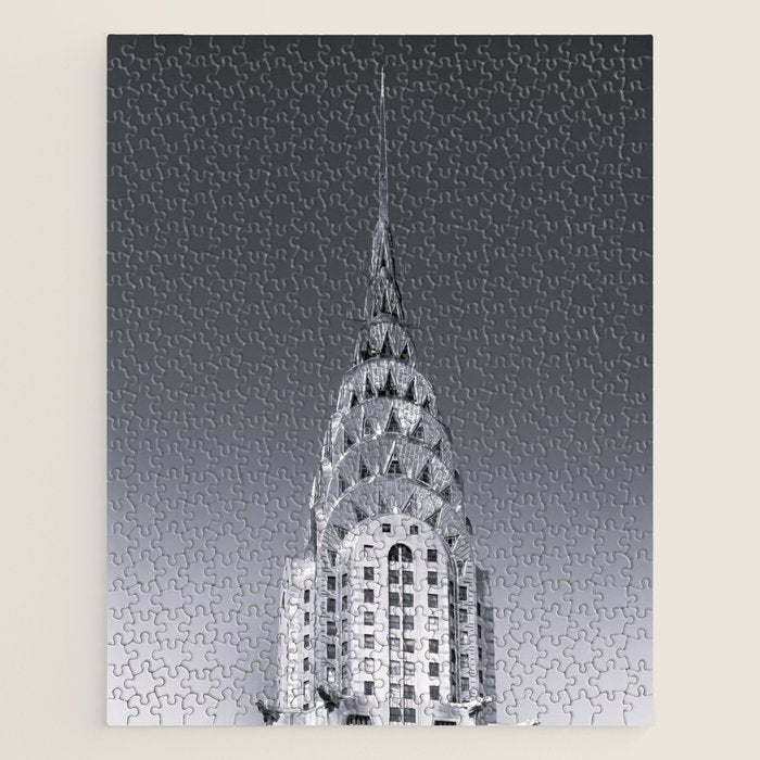 Pinnacle skyscraper sphere, New York, New York architectural black and white photograph Jigsaw Puzzle Gallery Image 1