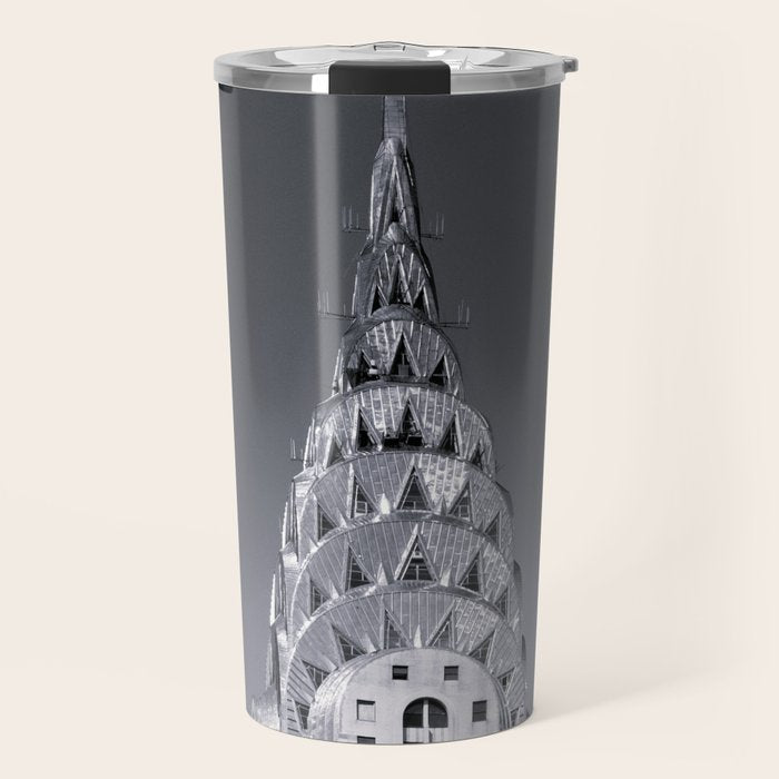 Pinnacle skyscraper sphere, New York, New York architectural black and white photograph Travel Mug Gallery Image 1