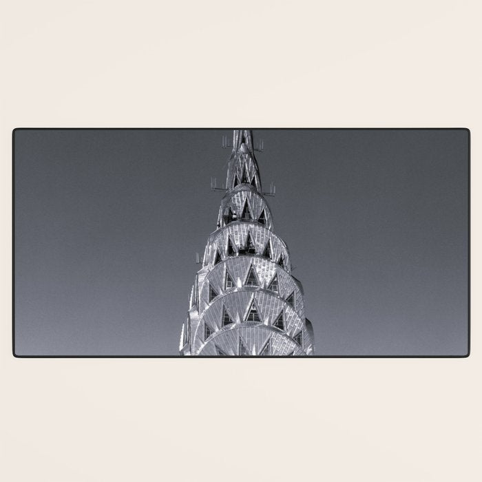 Pinnacle skyscraper sphere, New York, New York architectural black and white photograph Desk Mat Gallery Image 3