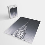 Pinnacle skyscraper sphere, New York, New York architectural black and white photograph Jigsaw Puzzle Gallery Image 2