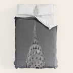 Pinnacle skyscraper sphere, New York, New York architectural black and white photograph Comforter Gallery Image 6