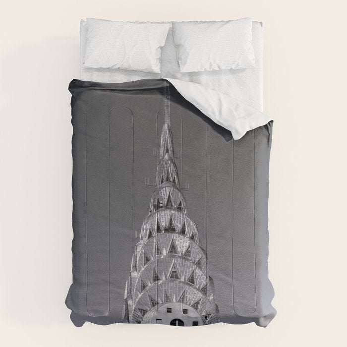 Pinnacle skyscraper sphere, New York, New York architectural black and white photograph Comforter Gallery Image 6