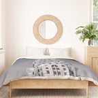Pinnacle skyscraper sphere, New York, New York architectural black and white photograph Duvet Cover Gallery Image 3