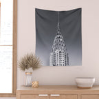 Pinnacle skyscraper sphere, New York, New York architectural black and white photograph Wall Tapestry Gallery Image 2