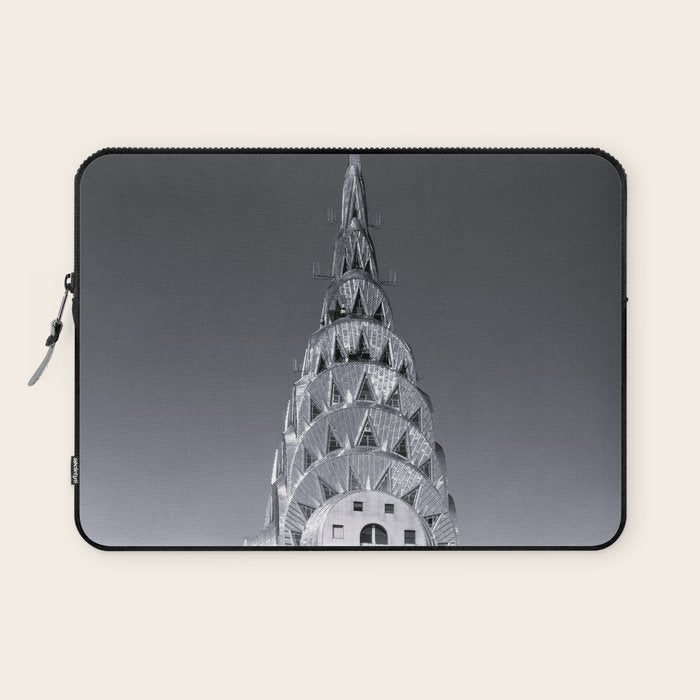 Pinnacle skyscraper sphere, New York, New York architectural black and white photograph Laptop Sleeve Gallery Image 1