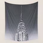Pinnacle skyscraper sphere, New York, New York architectural black and white photograph Wall Tapestry Gallery Image 4